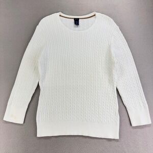 Vintage Y2K Gap Sweater Womens XL White Cableknit‎ Nautical Tennis Prep Stretch
